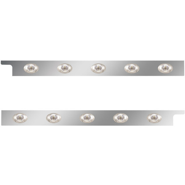 2.5 Inch Stainless Steel Cab Panel W/ 5 P3 Amber/Clear Lights For Peterbilt 567, 579 - Pair