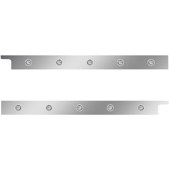 2.5 Inch Stainless Steel Cab Panel W/ 5 - 3/4 Inch Amber/Clear Lights For Peterbilt 567, 579 - Pair