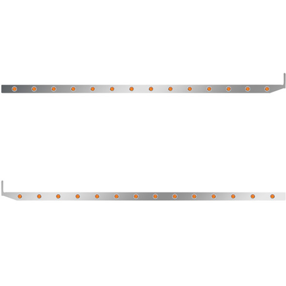 4 X 80 Inch Stainless Steel Sleeper Panel W/ 14 - 3/4 Inch Amber/Amber Lights For Peterbilt 567, 579 - Pair