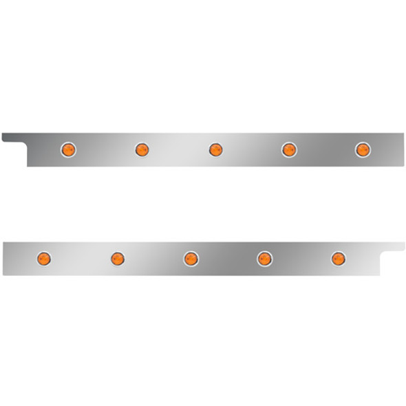 2.5 Inch Stainless Steel Cab Panel W/ 5 - 3/4 Inch Amber/Amber Lights For Peterbilt 567, 579 - Pair