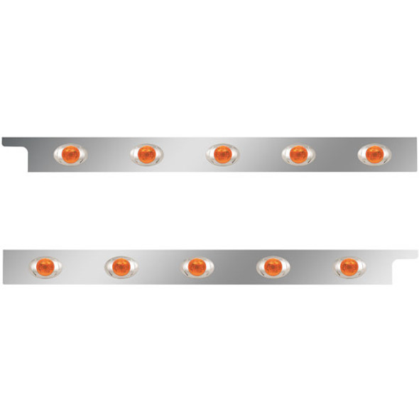 2.5 Inch Stainless Steel Cab Panel W/ 5 P3 Amber/Amber Lights For Peterbilt 567, 579 - Pair