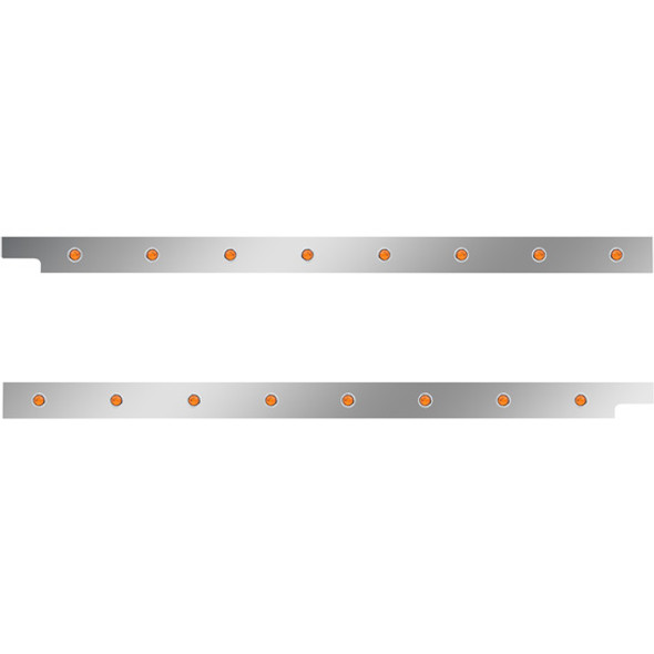 2.5 Inch Stainless Steel Cab Panel W/ 8 - 3/4 Inch Amber/Amber Lights For Peterbilt 567, 579 W/ Rear Mount Or Horizontal Exhaust 6 In Spacing - Pair
