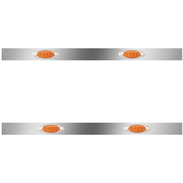 3 X 36-44 Inch 430 Stainless Steel Sleeper Panel W/ 2 P1 Amber/Amber LED Lights For Peterbilt - Pair