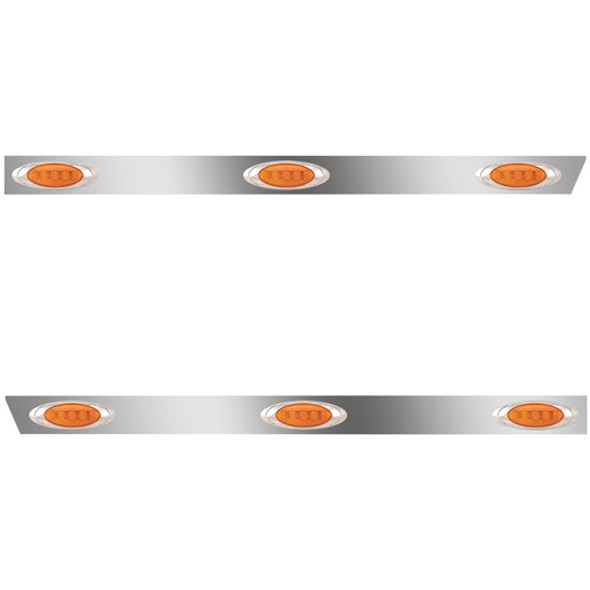 3 Inch 430 Stainless Steel Cab Panel W/ 3 P1 Amber/Amber LED Lights For Peterbilt 389 - Pair
