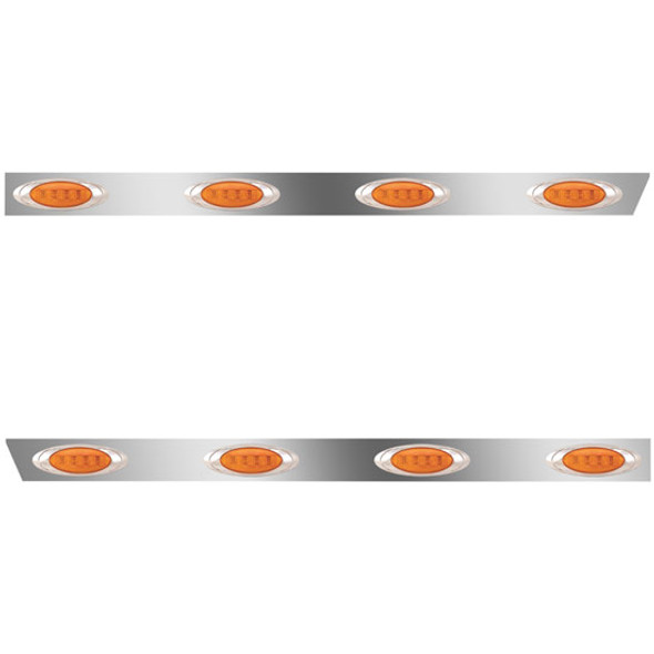 3 Inch Stainless Cab Panel W/ 4 Amber/Amber P1 Lights W/ Hole For Block Heater For Peterbilt 389 131 BBC - Pair