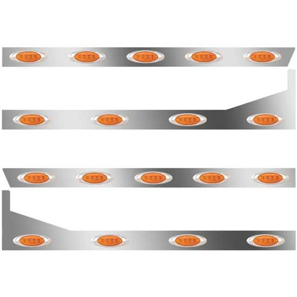 3 In SS Std Cab/Sleeper Panel Kit W/ 16 P1 Amber/Amber LEDs  For 388/389 W/ 63/72 In Sleeper - W/ Extenders