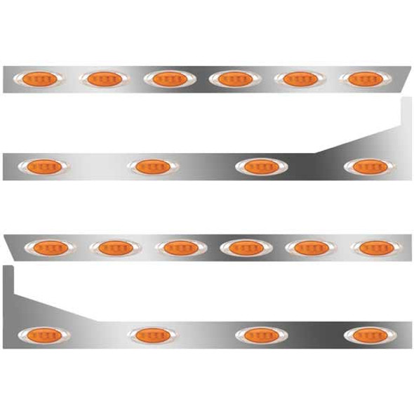 3 In SS Extd Cab/Sleeper Panel Kit W/ 18 P1 Amber/Amber LEDs  For 378/379 W/ 63/72 In Sleeper - W/ Extenders