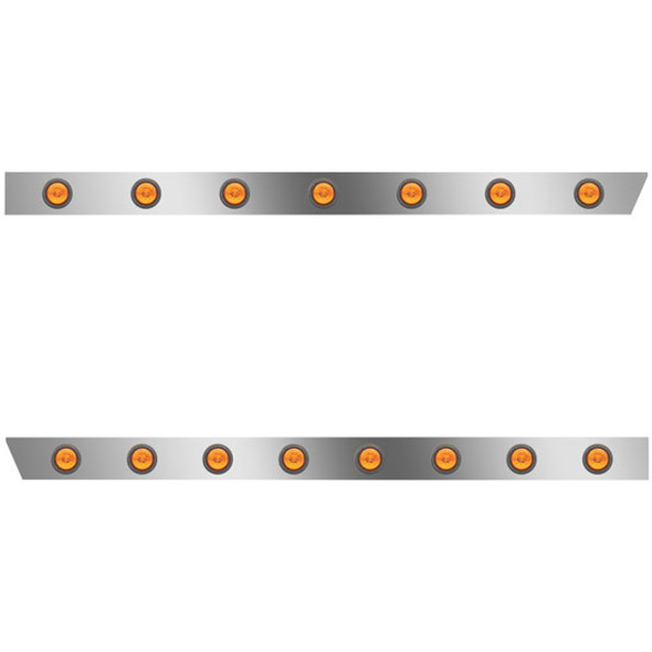 3 Inch Stainless Cab Panels W/ 15 - 2 Inch Amber/Amber Lights  For Peterbilt 389 131 BBC