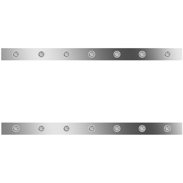 3 Inch Stainless Sleeper Panels W/ 14 - 2 Inch Amber/Clear Lights  For Peterbilt 367, 378, 379, 386, 388, 389, 567