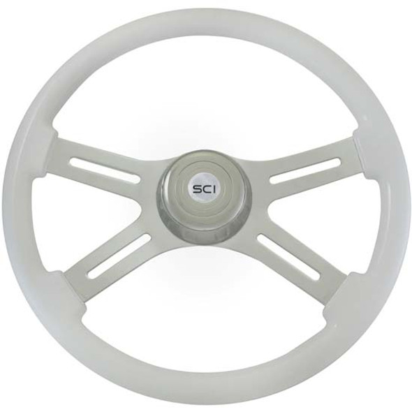 18" White Steering Wheel