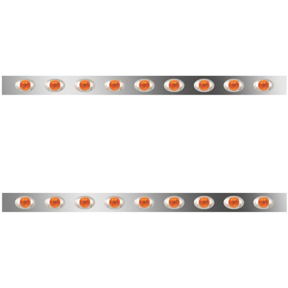 4 Inch SS Sleeper Panels W/ 18 Amber/Amber P3 LEDs For Peterbilt W/ 63/72 Inch Unibilt Sleeper