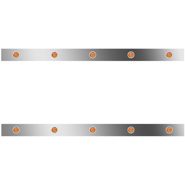 4 Inch SS Sleeper Panels W/ 10 Amber/Amber 3/4 Inch Round LEDs For Peterbilt W/ 36/44 Inch Unibilt Sleeper