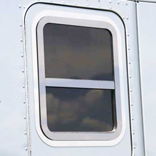 TPHD Stainless Steel Sleeper Window Frame Cover Trim With Cross Bar For Kenworth T680 / T880 / W990