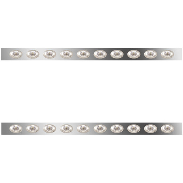 4 Inch SS Sleeper Panels W/ 20 Amber/Clear P3 LEDs For Peterbilt W/ 63/72 Inch Unibilt Sleeper