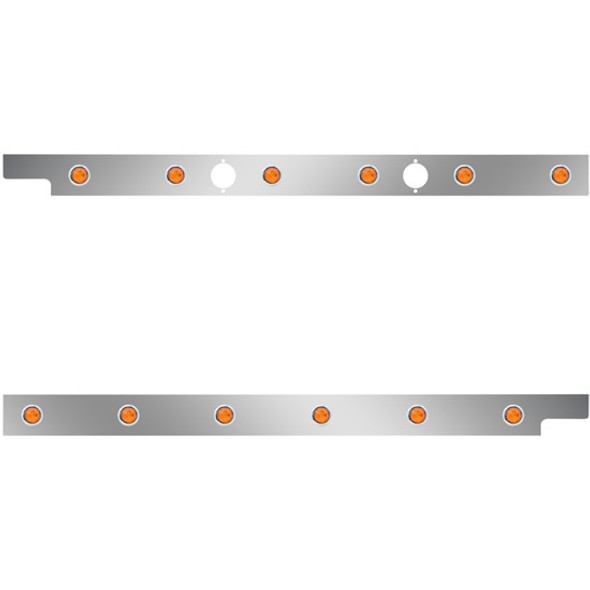 2.5 Inch SS Cab Panels W/ 12 Amber/Amber 3/4 Inch Rnd LEDs W/ 2 Holes For Block Heater Plugs For Peterbilt 567 121BBC SFA