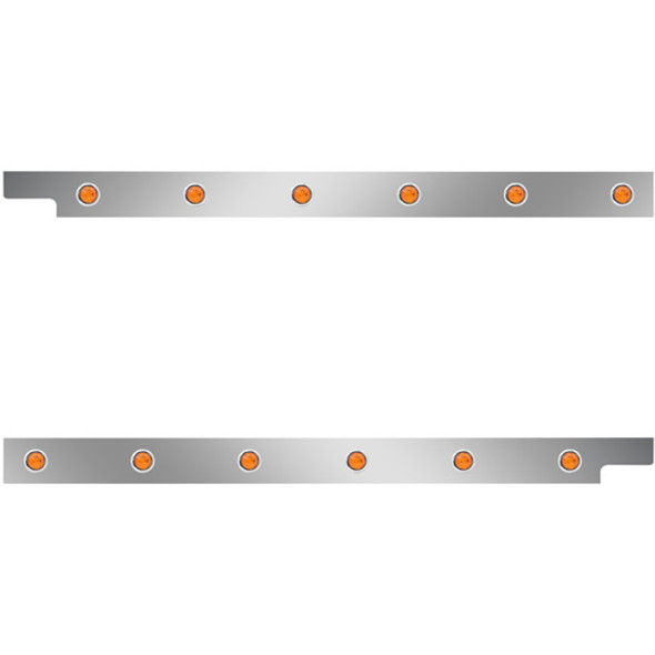 2.5 Inch Stainless Steel Cab Panels W/ 12 Amber/Amber 3/4 Inch Round LEDs For Peterbilt 567 121BBC SFA