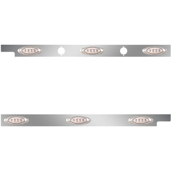 2.5 Inch Stainless Steel Cab Panels W/ 6 Amber/Clear P1 LEDs W/ 1 Holes For Block Heater Plugs For Peterbilt 567 115BBC SFA