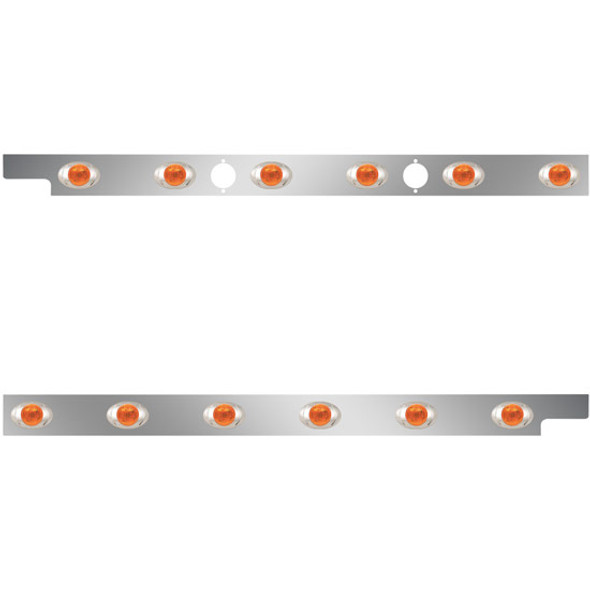2.5 Inch Stainless Steel Cab Panels W/ 12 Amber/Clear M3 LEDs For Peterbilt 567 121BBC SFA