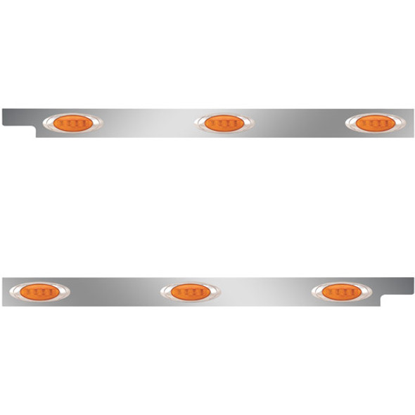 2.5 Inch Stainless Steel Cab Panels W/ 6 Amber/Amber P1 LEDs For Peterbilt 567 115BBC SFA