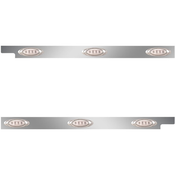 2.5 Inch Stainless Steel Cab Panels W/ 6 Amber/Clear P1 LEDs For Peterbilt 567 115BBC SFA
