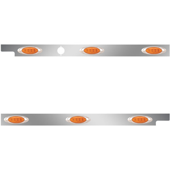 2.5 Inch Stainless Steel Cab Panels W/ 6 Amber/Amber P1 LEDs W/ 1 Hole For Block Heater For Peterbilt 567 115BBC SFA