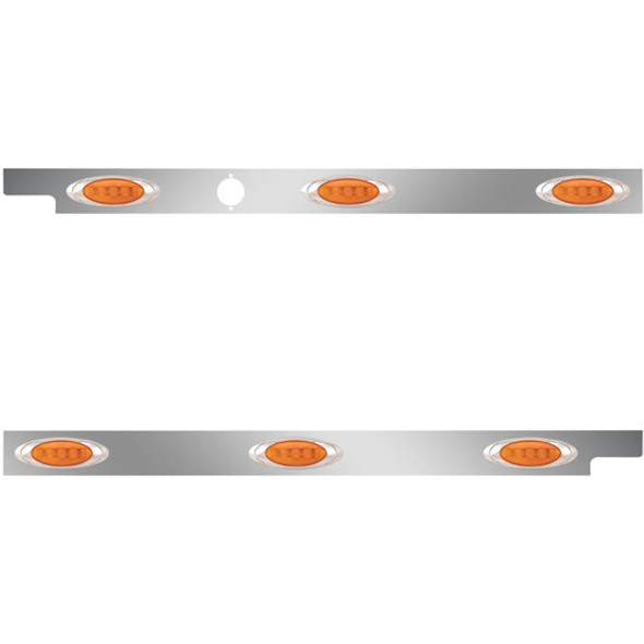 2.5 Inch Stainless Steel Cab Panels W/ 6 Amber/Clear P1 LEDs W/ 1 Hole For Block Heater For Peterbilt 567 121BBC SFA