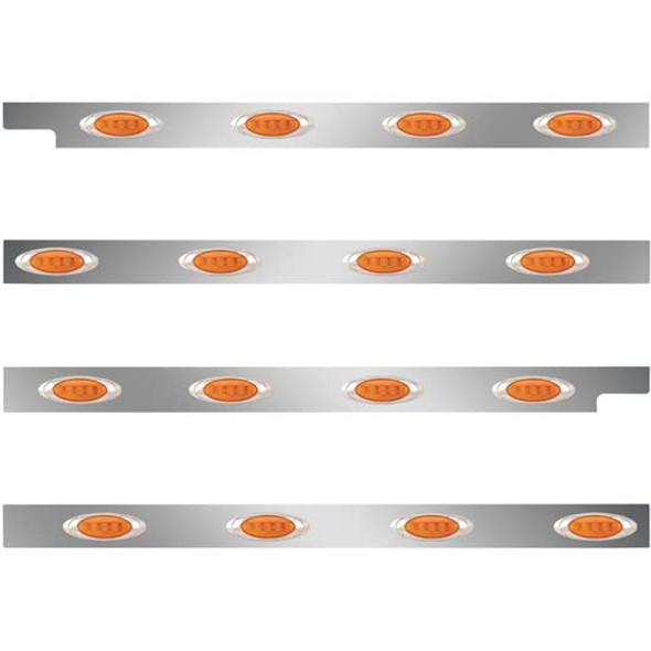 2.5 Inch SS Cab-Sleeper Panels W/ 16 P1 Amber/Amber LEDs  For Peterbilt 567 121BBC, 579 123BBC