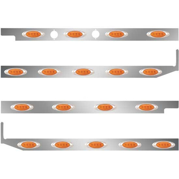 2.5 Inch SS Cab-Sleeper Panels W/ 18 P1 Amber/Clear LEDs  For Peterbilt 567 121BBC, 579 123BBC