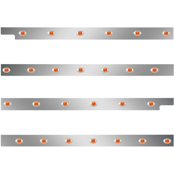 2.5 Inch SS Cab-Sleeper Panels W/ 26 P3 Amber/Amber LEDs  For Peterbilt 567 121BBC, 579 123BBC