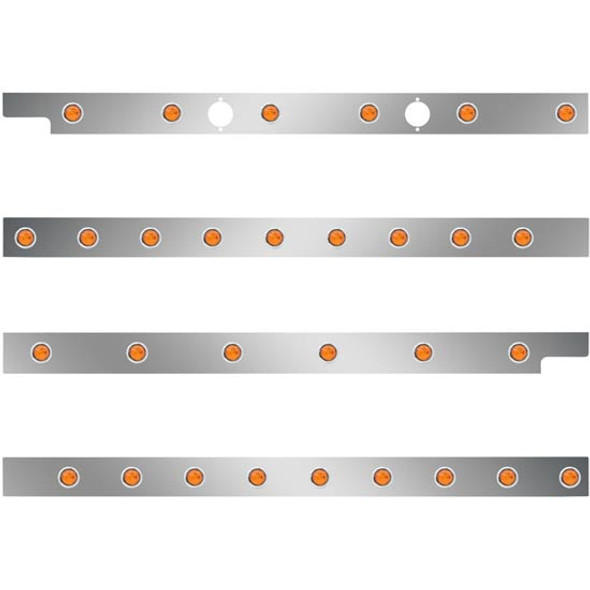 2.5 Inch SS Cab-Sleeper Panels W/ 30 - 3/4 Inch Amber/Amber LEDs  For Peterbilt 567 121BBC, 579 123BBC