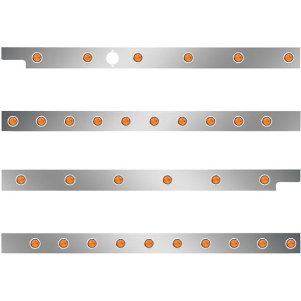 2.5 Inch SS Cab-Sleeper Panels W/ 32 - 3/4 Inch Amber/Amber LEDs  For Peterbilt 567 121BBC, 579 123BBC