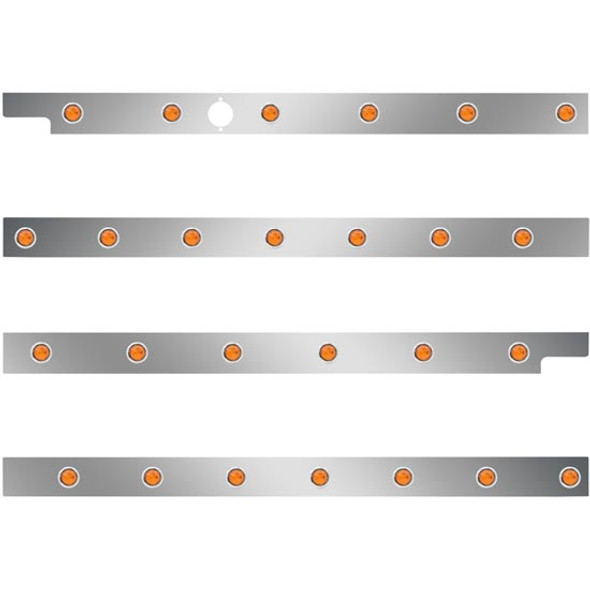 2.5 Inch S.S. Cab-Sleeper Panels W/ 26 - 3/4 Inch Amber/Amber LEDs  For Peterbilt 567 121BBC, 579 123BBC