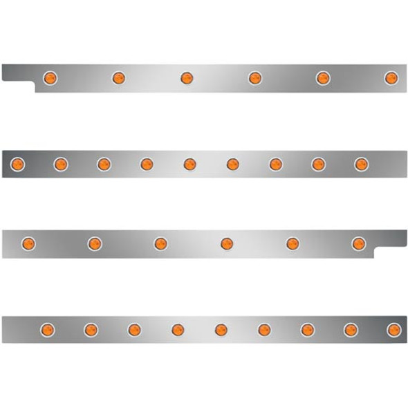 2.5 Inch S.S. Cab-Sleeper Panels W/ 30 - 3/4 Inch Amber/Amber LEDs  For Peterbilt 567 121BBC, 579 123BBC