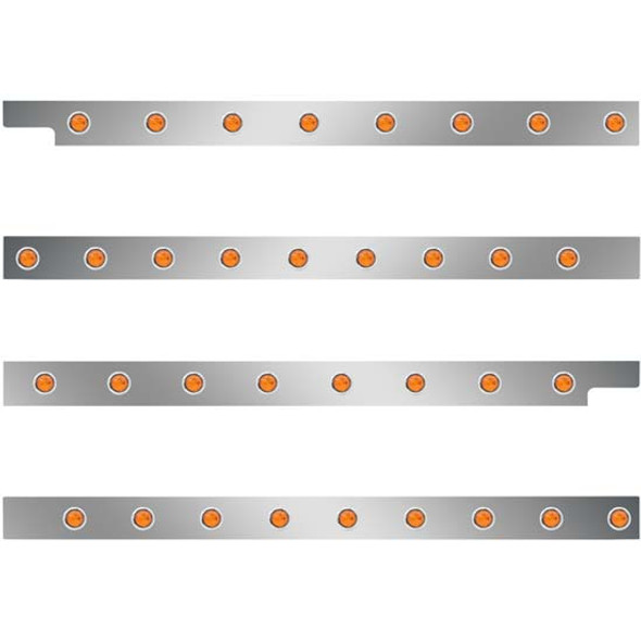 2.5 Inch S.S. Cab-Sleeper Panels W/ 34 - 3/4 Inch Amber/Amber LEDs  For Peterbilt 567 121BBC, 579 123BBC