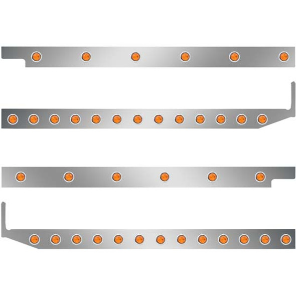 2.5 Inch S.S. Cab-Sleeper Panels W/ 38 - 3/4 Inch Amber/Amber LEDs  For Peterbilt 567 121BBC, 579 123BBC