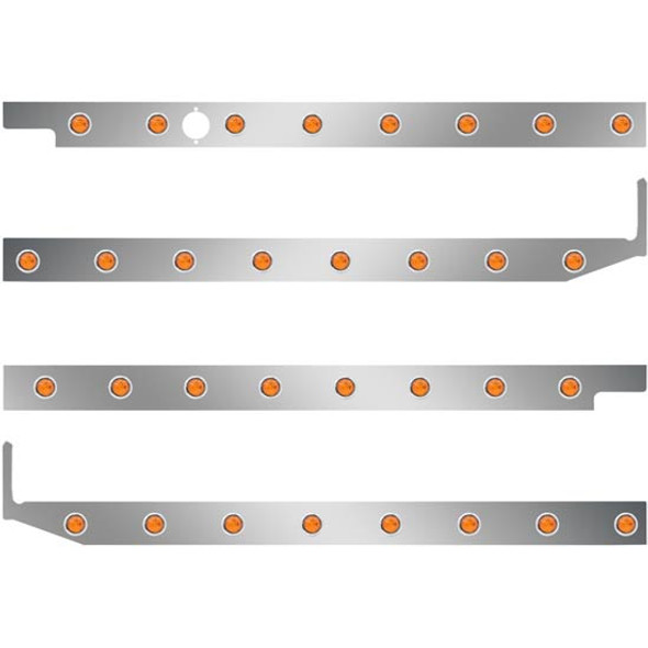 2.5 Inch S.S. Cab-Sleeper Panels W/ 32 - 3/4 Inch Amber/Amber LEDs  For Peterbilt 567 121BBC, 579 123BBC