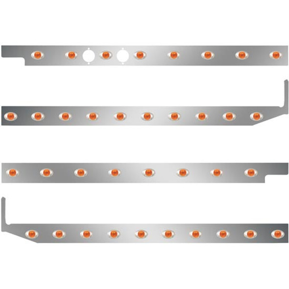 2.5 Inch S.S. Cab-Sleeper Panels W/ 36 P3 Amber/Amber LEDs  For Peterbilt 567 121BBC, 579 123BBC