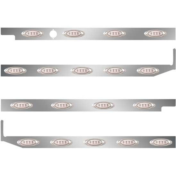 2.5 Inch S.S. Cab-Sleeper Panels W/ 18 P1 LEDs  For Peterbilt 567 113BBC, 579 117BBC SBA W/ 58 Inch Sleeper