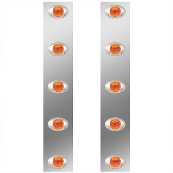 Stainless Steel Front Air Cleaner Panels W/ 10 P3 Amber/Amber LEDs For Peterbilt 367 W/ 13 Inch Donaldson
