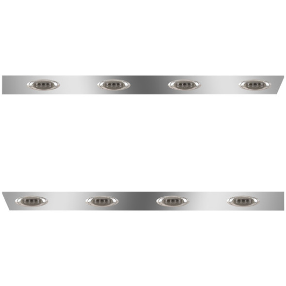 3 Inch Stainless Steel Cab Panels W/ 8 Smoked P1 LED Lights For Peterbilt 379, 388, 389 131BBC