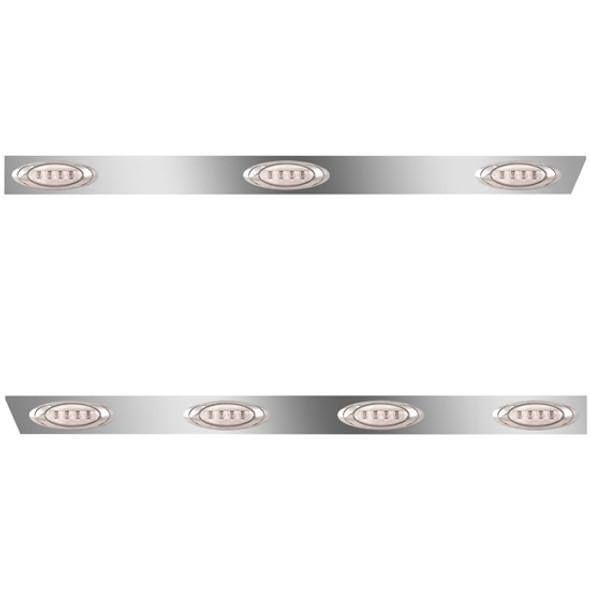4 Inch Stainless Steel Cab Panel W/ P1 Amber LED Clear Lens Lights For Peterbilt 389 131 BBC