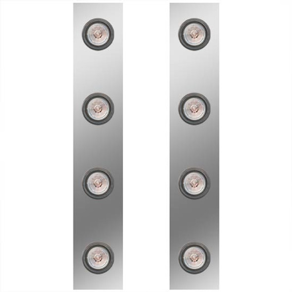 13 Inch Tall Rear Air Cleaner Light Panels W/ 8 - 2 Inch Round Red/Clear LEDs For Peterbilt 389 W/ 15 Inch Breathers