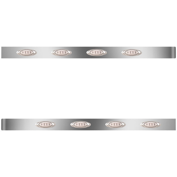 3 Inch Stainless Steel Extended Wrap Cab Panels W/ 8 P1 Amber/Clear LEDs For Peterbilt 378, 379, 388, 389