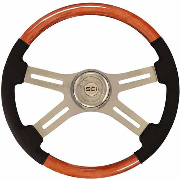 18" Classic Combo Steering Wheel - Wood/Leather