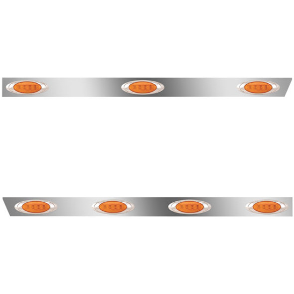 4 Inch Stainless Steel Standard Cab Panels W/ 7 Total P1 Amber/Amber LEDs For Peterbilt 389 131 BBC
