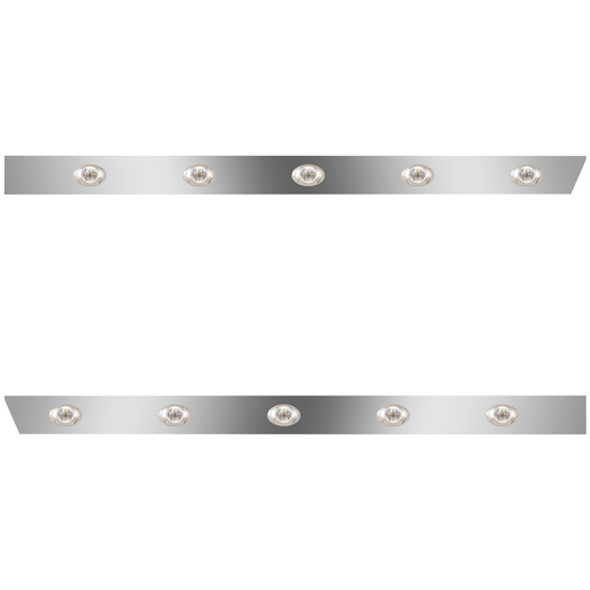 4 Inch Stainless Steel Extended Cab Panels W/ 10 P3 Amber/Clear LEDs For Peterbilt 388, 389 123 BBC