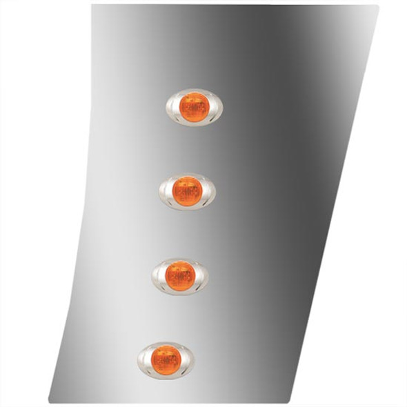 3 Inch Stainless Steel Wide Cowl Panels W/ 8 P3 Amber/Amber LEDs For Peterbilt 388, 389 & Glider 123 BBC