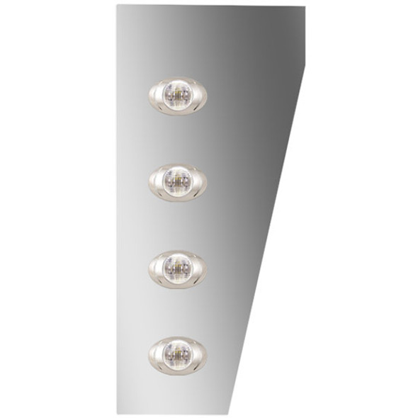 3 Inch Stainless Steel Standard Cowl Panels W/ 8 P3 Amber/Clear LEDs For Peterbilt 378, 379