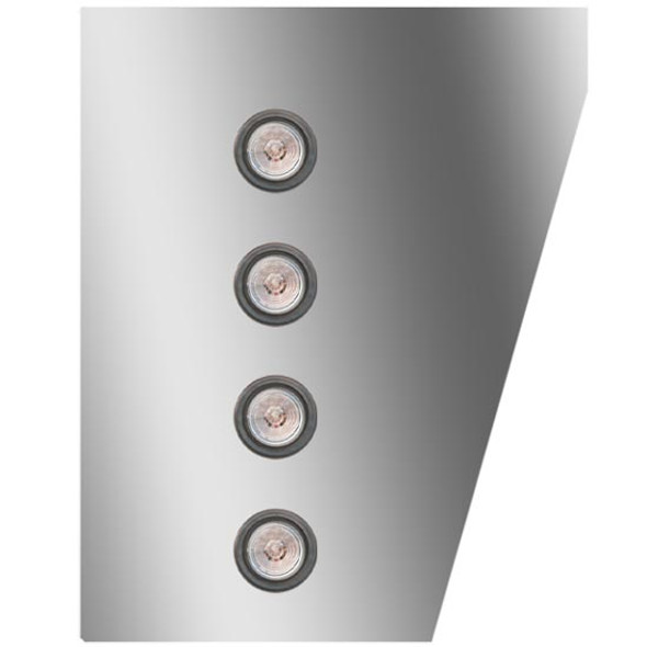 3 Inch Stainless Steel Wide Cowl Panels W/ 8 - 2 Inch Amber/Clear LEDs For Peterbilt 378, 379