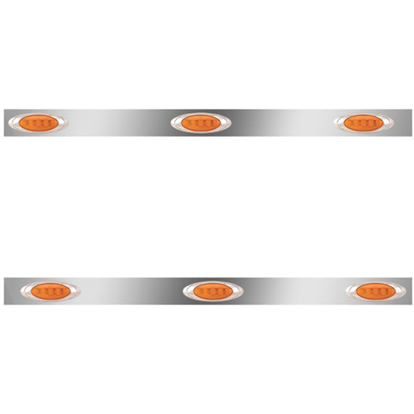 3 Inch Stainless Steel Cab Panels W/ 6 P1 Amber/Amber LEDs For Peterbilt 359